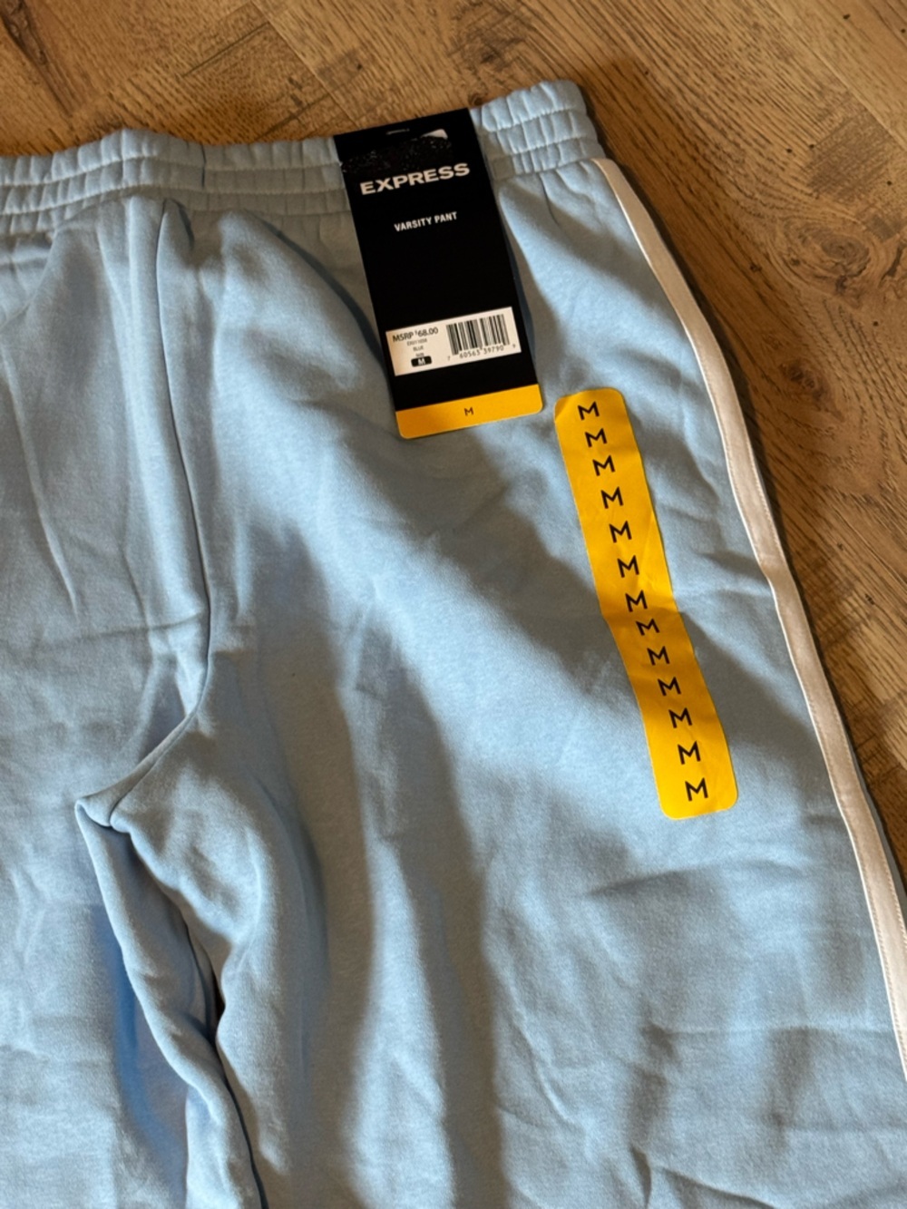 Express Light Blue Varsity Pants Stripe Wide Leg M NWT - Picture 7 of 7